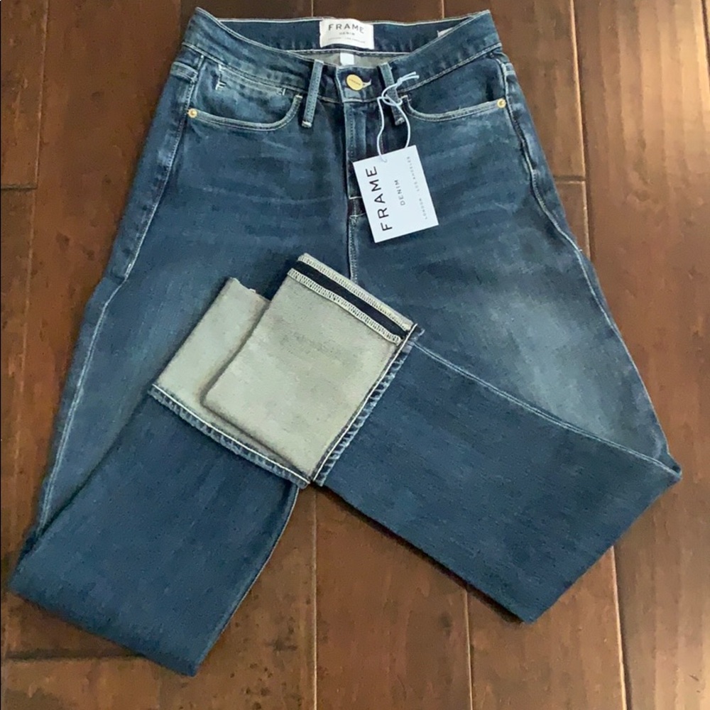 NWT FRAME CUFFED JEANS SZ 23 LE HIGH STRAIGHT NEW